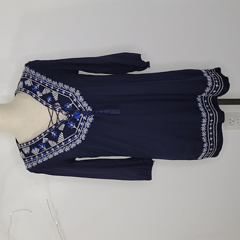 Forever 21 Navy Embroidered Mini Dress SZ S